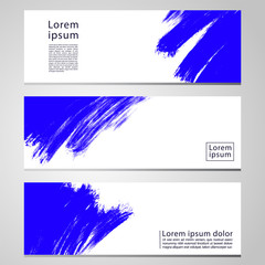 Poster - Set of three banners, abstract headers with hand painted colorful strokes, abstract background artistic collection.