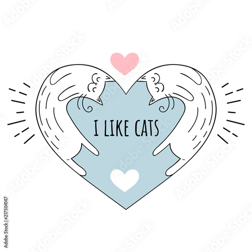 Vector illustration I love cats Tableau sur Toile