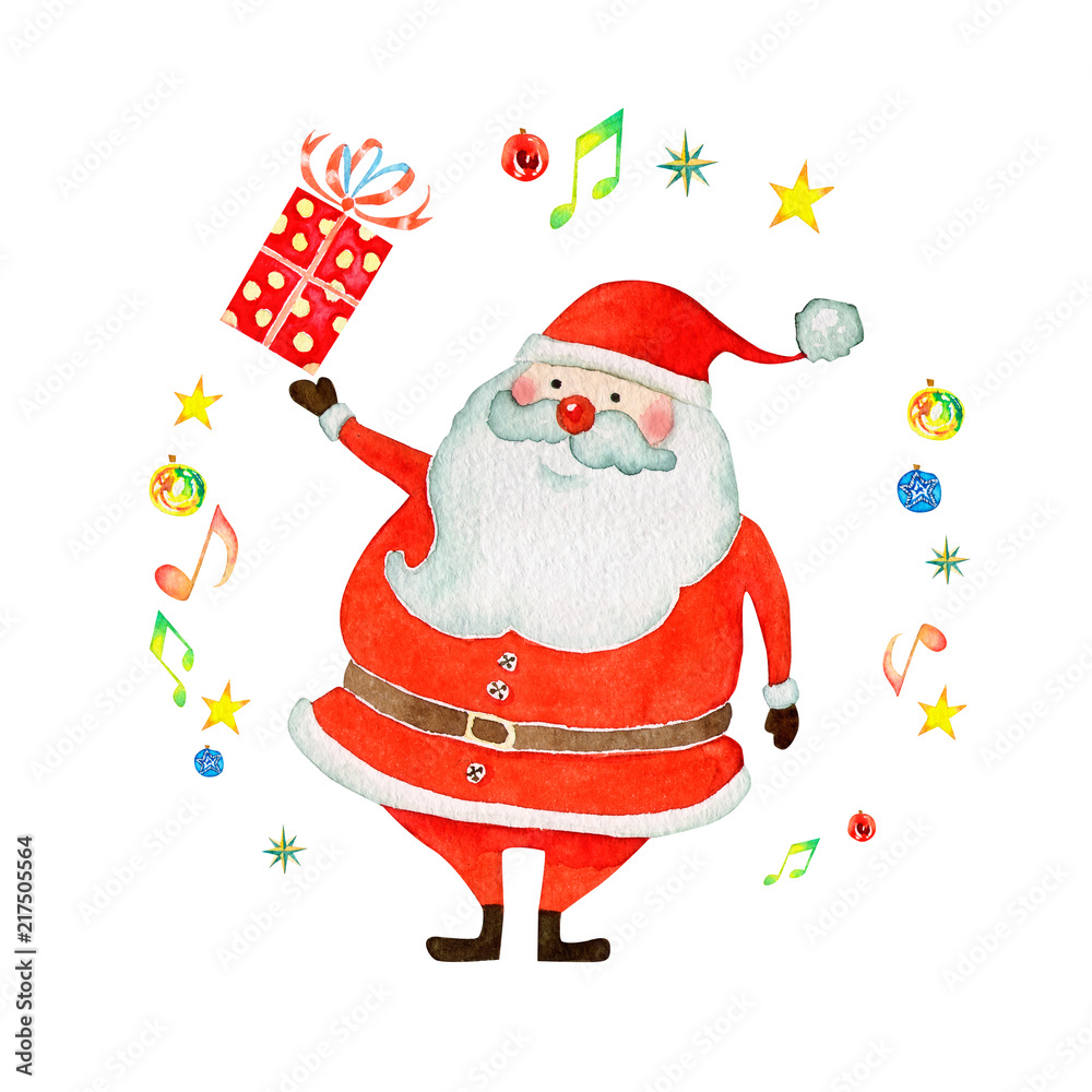 クリスマス サンタクロース プレゼント 水彩 イラスト Stock