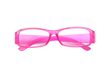 Wall Mural - Pink glasses isolated on white background.