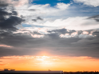 Wall Mural - Light in the evening. Beauty and Color of the sky at sunset. For background and backdrop.