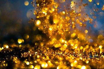Wall Mural - glitter gold lights grunge background, glitter defocused abstract twinkly lights stars christmas lig