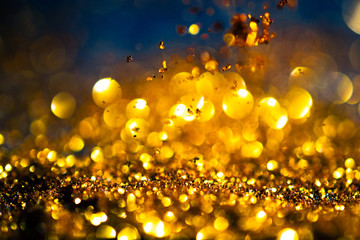 Wall Mural - glitter gold lights grunge background, glitter defocused abstract twinkly lights stars christmas lig