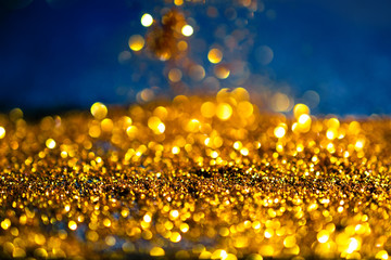 Wall Mural - glitter gold lights grunge background, glitter defocused abstract twinkly lights stars christmas lig