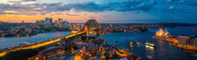 Panorama Of Sydney Harbour And Bridge In Sydney City