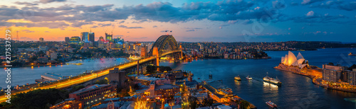 Panorama of Sydney harbour and bridge in Sydney city Canvas Print