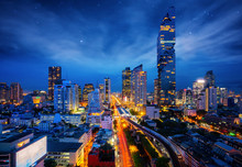 Bangkok City Night View From Silom Business Center