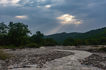 Wall Mural - Riverbed of a fast mountain river