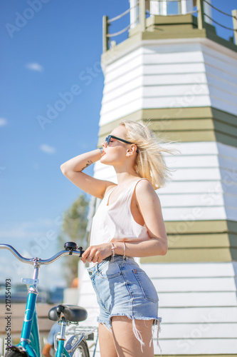 Leisure Day At The Beach Attractive Young Blond Female