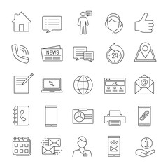 Sticker - Information center linear icons set