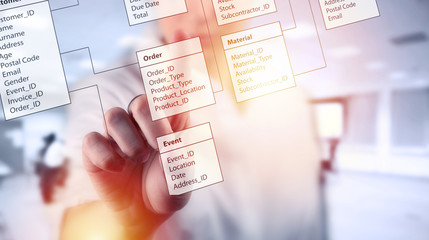 business woman designs a new database