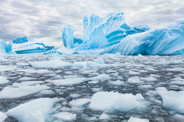 antarctica beautiful landscape, blue icebergs, nature wilderness