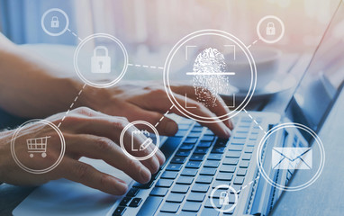 fingerprint authorization access concept, personal data information security