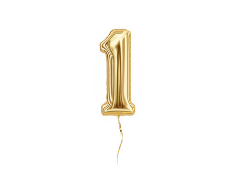 numeral 1. foil balloon number one isolated on white background