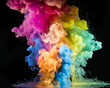 © tashechka - Colorful rainbow paint drops from above mixing in water. Ink swirling underwater.