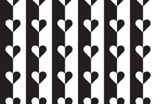 Background Of Black And White Stripes With Contrasting Hearts
