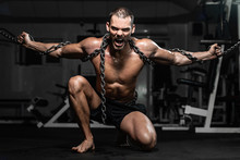 Muscular Man Slave In Chains In Gym, The Prisoner