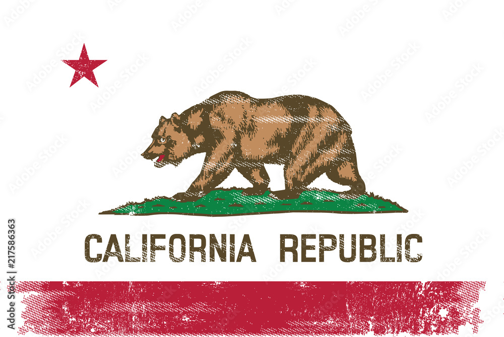 California republic scratched flag - obrazy, fototapety, plakaty 