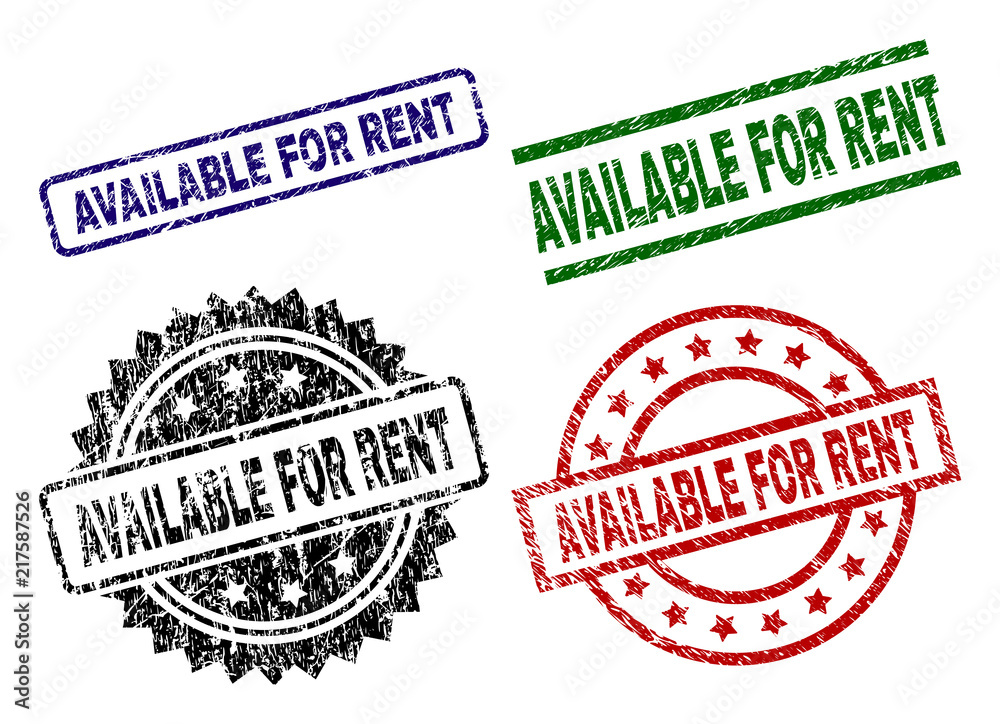 Already Rented Tag AVAILABLE FOR RENT seal prints with distress surface. Black, green,red ...