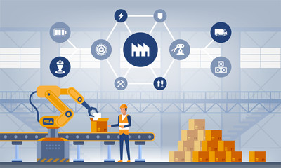 Poster - industry 4.0 smart factory concept. technology vector illustration