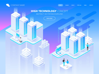 Poster - high technology concept. data center, processing big data
