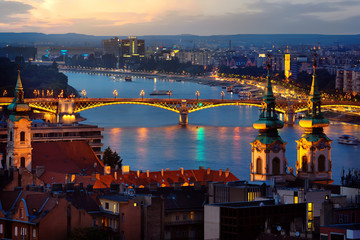 Poster - Budapest in evening illumination