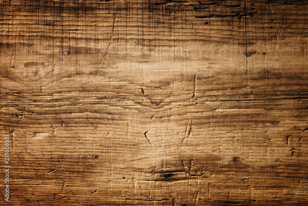 Dark Brown Wood Texture with Scratches - obrazy, fototapety, plakaty 