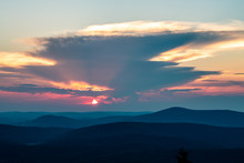 The Sun Sets Behind A Giant Thunderstorm Cloud In The Appalachian Mountains Seen From Spruce Knob In West Virginia