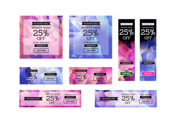 Wall Mural - set of abstract colorful background banner for promotional, campaign, web, etc. available in square,