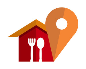 Canvas Print - restaurant map marker icon symbol logo image vector pin locate