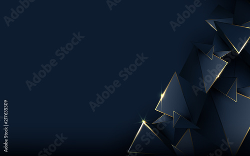 Cuadros en Lienzo Abstract polygonal pattern luxury dark blue with gold background