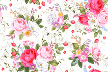 Seamless Pattern With Country Roses
