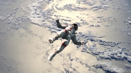 Wall Mural - Astronaut Fly Flip Space Earth Animated Background 3D Rendering Animation