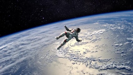 Wall Mural - Astronaut Fly Space Earth Animated Background 3D Rendering Animation