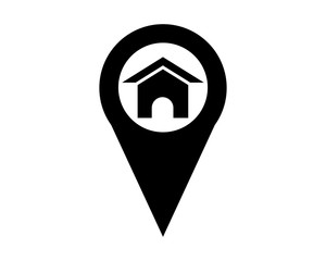 Canvas Print - house marker map black silhouette pin locate path image vector icon logo symbol