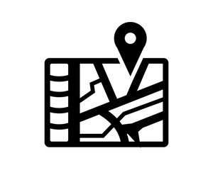 Canvas Print - global positioning system black silhouette pin locate path image vector icon logo symbol