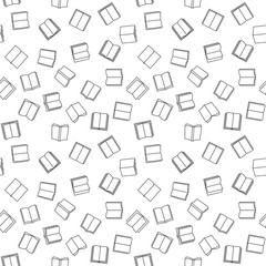 Book minimal seamless outline pattern. Vector background