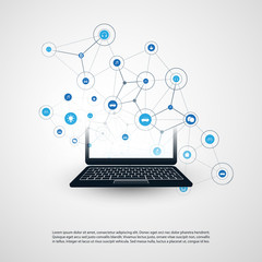 Poster - Internet of Things, Cloud Computing Design Concept with Icons - Digital Network Connections, Technology Background