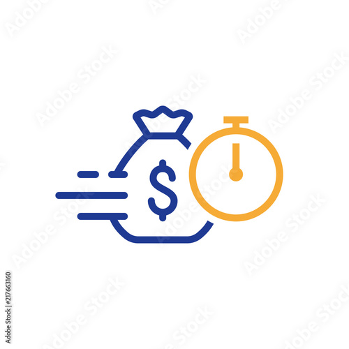 Fast Loan Quick Money Finance Services Timely Payment Stopwatch And Money Bag Vector Icon Buy This Stock Vector And Explore Similar Vectors At Adobe Stock Adobe Stock