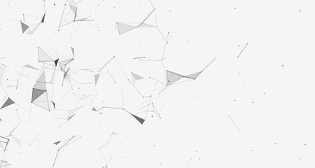 Poster - White background. Plexus effect. Abstract connecting dots and lines. Polygon modern pattern.