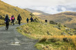Group of people hiking to Snowdon mountain in Snowdonia national park
