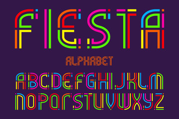 Poster - fiesta alphabet. colorful letters font. isolated english alphabet.