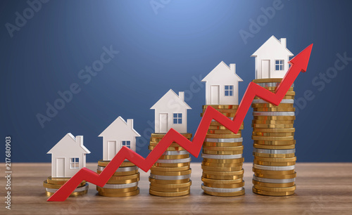 Fotografía 3D Illustration steigende Immobilienpreise