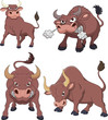 Cartoon angry bull collection set