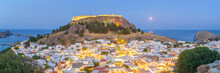 Panoramic View Of Lindos At Dusk, Rhodes - Greece