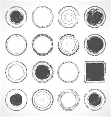 Wall Mural - Grunge round paper stickers black and white vector 