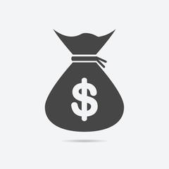 Aufkleber - Money bag icon flat style isolated on background. Money bag sign symbol for web site and app design.
