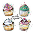 Sketched cupcakes collection