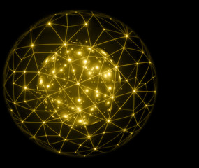 Poster - Abstract background. Abstract glowing ball, communication lines, abstract internet symbol, communication, technology.
