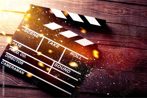 Fotomural Clap board on wooden background
